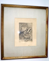 Original Renoir Etching The Hat Pin (Le Chapeau Epingle), With Gallery Label
