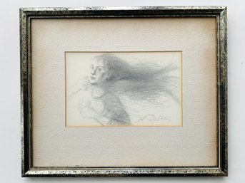 Original Pencil Drawing Of A Woman With Flowing Hair By Alexander Dobkin