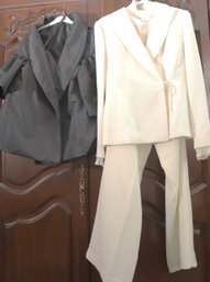 Includes Bloomingdales Size 10 Pant Suit And Black Satin Capelet