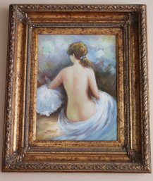 Renoir Style Painting Of Lady With Shawl In Wide Frame