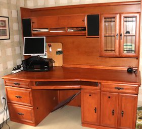 Work From Home With This Quality Desk, Power Station & Hutch Plenty Of Room For Storage