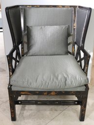 Chinese Chippendale Wing Back Chair In The Style Of Gregorius/Pineo