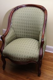 Victorian Carved Wood Arm Chair With Custom Upholstery