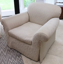 Sally Sirkin Lewis For J. Robert Scott Cozy Arm Chair With Goose Down Cushion And Textured Linen/fiber Fabri