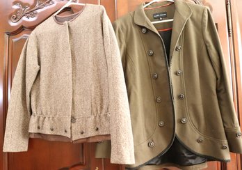 Includes Bill Blass New York Size 8 And Randy Kemper Size 10 Olive Toned Jacket With Satin Liner