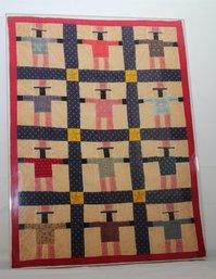 Primitive Mini Quilt Folk Art By Stephen Blumrich In Plexiglass Frame