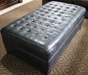 Black Tufted Leather Ottoman