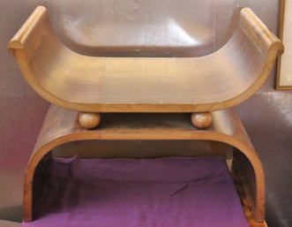 Vintage Art Deco Style Bench. Beautiful Burlwood Bench Is Two Pieces