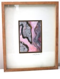 Abstract, Watercolor, Painting, Signed And Dated 1984 In Wood Frame