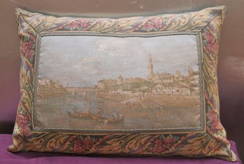 Quality Italian Pillow Featuring Venice Made With Brocade Fabric. 21 L X 14 W - Made In Italy