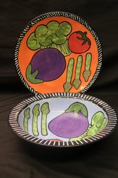 Two Berryware Ceramic Serving Pieces- Vegetable Bowl And Platter.