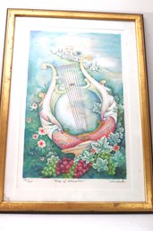 Antique Print Titled Harp Of Redemption Signed And Numbered 196/ 325