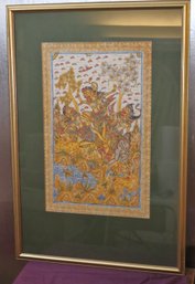 Framed Decorative Burmese Print On Fabric-