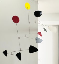 A Large Midcentury Design Metal Ceiling Hung Mobile, In Black, Red And Yellow
