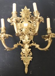 Bronze 3 Arm Louis XV Style Candelabra Wall Sconce