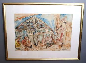 Chaim Gross Watercolor Of Israel Scene. 1951 - Signed Chaim Gross, 1951.