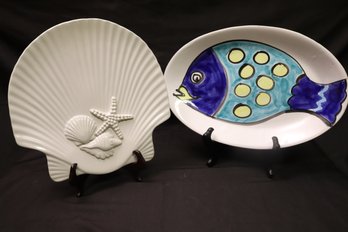 Nantucket Home Shell Shaped Serving Plate And Italian Fish Plate.