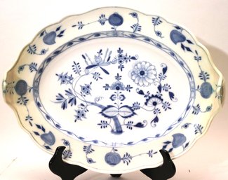 Antique Meissen Blue Onion Extra-Large Oval Platter With Quality Repair To The Handles