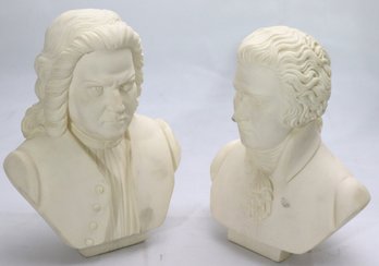 2 Vintage Resin Bust Of Famous Composers Mozart And Bach