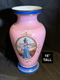 Antique Portrait Vase, 16 Inches Tall
