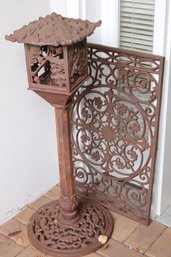 Vintage Rustic Cast Metal Lantern Post Approximately 14 X 14 X 36 Inches And Ornate Cast Iron Metal Grate