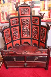 Asian Three Drawer Chest With Five Panel Screen: Vanity?