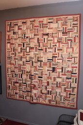 Vintage Americana Rail Fence Quilt - Measures 59 Inch Wide By 66 1/2 Inches Long.