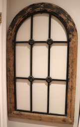 Faux Decorative Window With Wood Frame & Wrought Iron Dcor