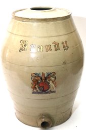 Antique Diev Et Mon Droit Stoneware Brandy Barrel 6 Gallon