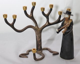 The Rosenthal Judaica Collection Sandra Kravitz Tree Of Life Menorah & Hasidic Fiddler Figurine