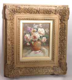 Floral Still Life Painting In Frame Signed By The Artist Jame