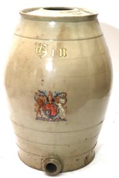 Antique Diev Et Mon Droit Stoneware Gin Barrel 6 Gallon