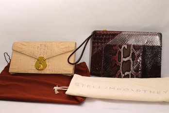 Vintage Eileen Kramer Genuine Alligator Leather Handbag/ Clutch, Includes Stella McCartney And Dusters