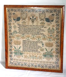 Antique English Sampler With Beautiful Poem Invoking The Lord Completed By Alice Jones, Aged 13