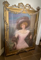 Very Large Antique Portrait Painting And Frame Signed By Artist