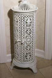 Ornate Antique 19th Century French Cast Iron Parlor Heating Stove Shell Painted White