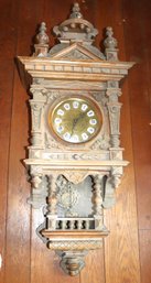Vintage Carved Wood Walnut Wall Clock Looks To Be Gazo Ramona