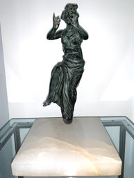 Art Nouveau Dancer Sculpture On Alabaster Stand With A French/ Paris Foundry Mark.