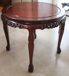 Vintage Chinese Style Carved Wood Accent Table