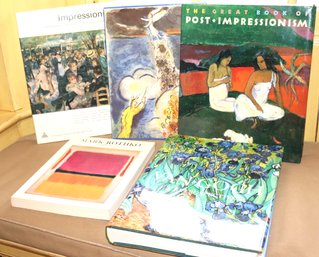 Lot Of 5 Vintage Art Books With Van Gogh, Rothko, The Great Book Of Post Impressionism & Chagall Haggadah