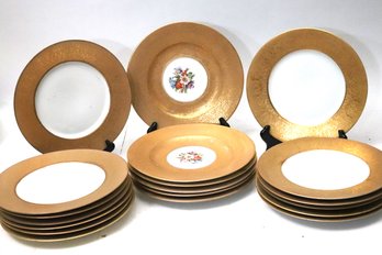 6 Royal Bavarian Floral Dinner Plates & 12 Plates From Czechoslovakia