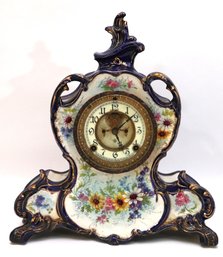 Antique Cobalt Blue Porcelain Royal Bonn Germany La Vendie Ansonia Clock
