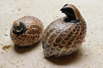 Two Decorative Ceramic Partridges Signed