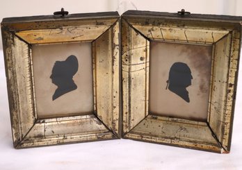 Antique Framed Cut Out Silhouette Portraits Of George And Martha Washington