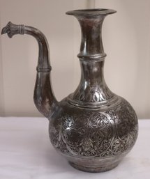Antique Hand Forged Pitcher Ewer With Engraved Design