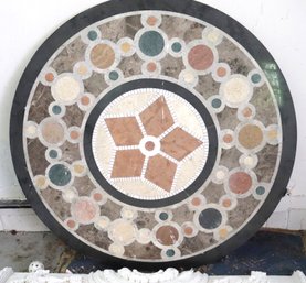 Marble Mosaic Table Top With Center Medallion Surrounded By Intricate Inlaid  Design 4 Ft Round