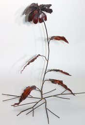 Ornate Burnished Copper Floral Art Sculpture In The Style Of Gere