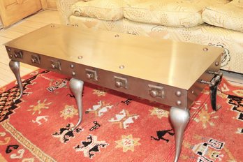 Unique Vintage Chrome & Brass Coffee Table