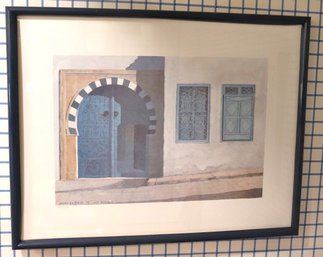Limited Ed Framed Print Of Blue Moroccan Door And Windows.