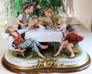 The Burla (Plate Trick) Large Vintage Capodimonte Porcelain Sculpture